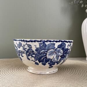 Antique Rare Royal Bonn Germany Blue Floral Bowl